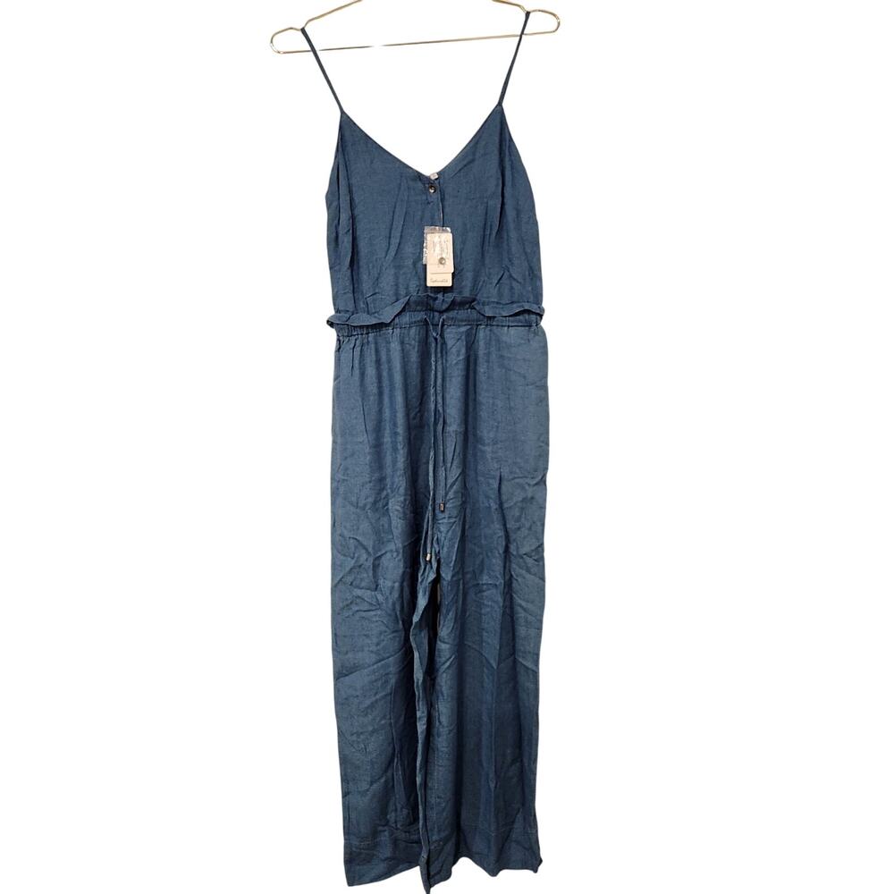 Splendid chambray Paperbag Tie Waist blue Jumpsuit size small - Picture 5 of 9